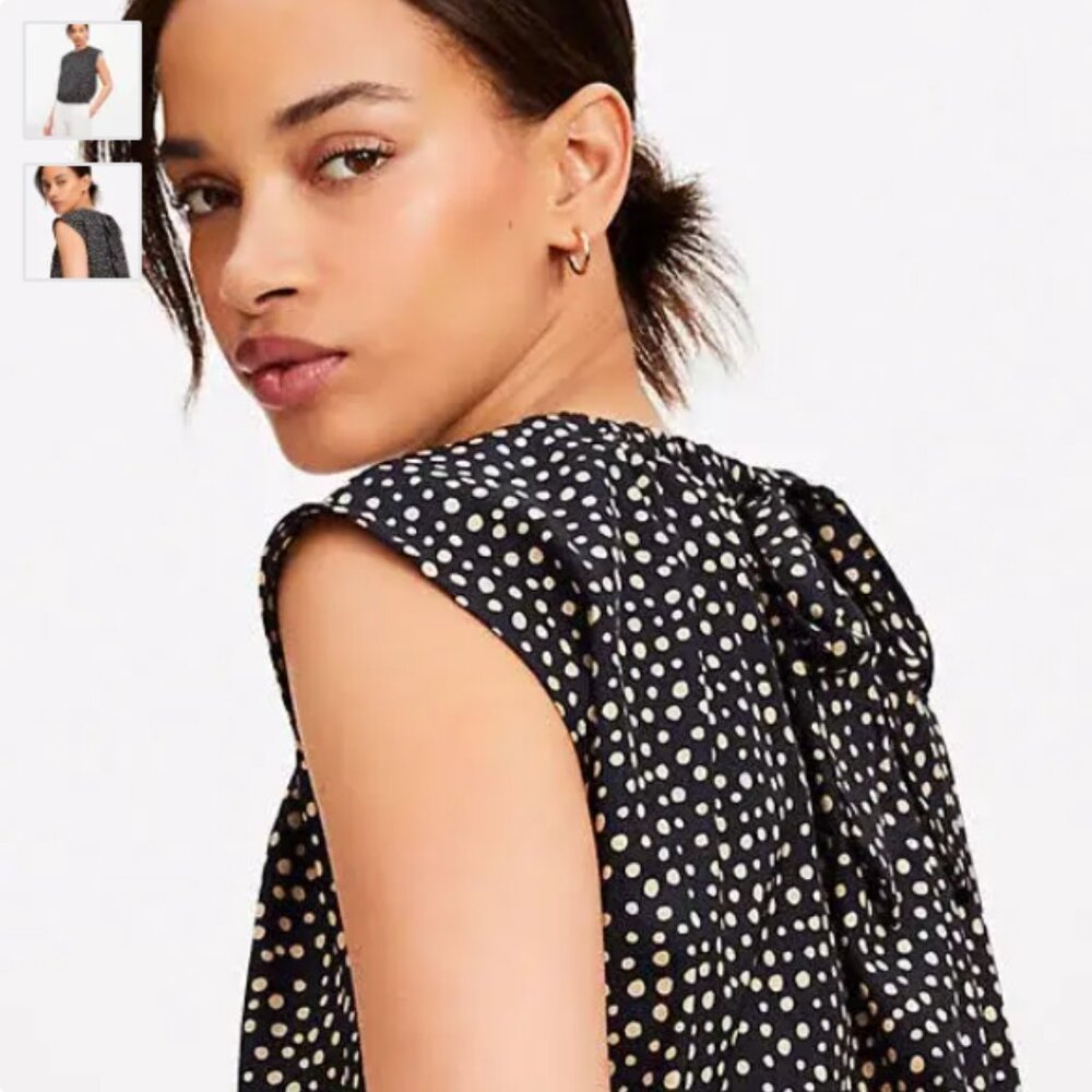 Loft Cheetah Print Tie Back Bubble Hem Top - Picture 2 of 5